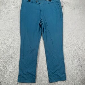 Tasso Elba Mens Signature Chino Pants 38X32 Blue Flat Front Stretch‎ Pockets NEW